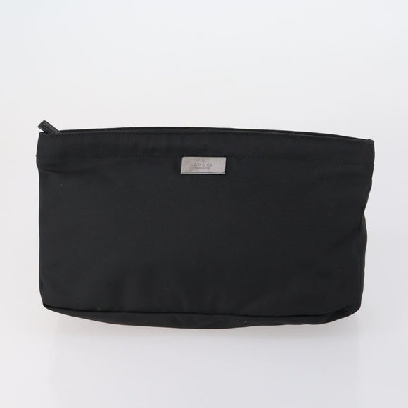 GUCCI Bamboo Hand Bag Nylon Leather 4 Set Black White Auth bs30537