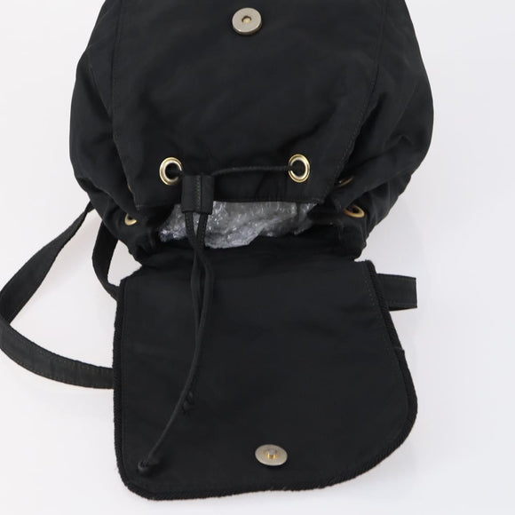 PRADA Backpack Nylon Black Silver Auth bs30542