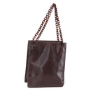 PRADA Chain Hand Bag Leather Brown Auth bs30545-1