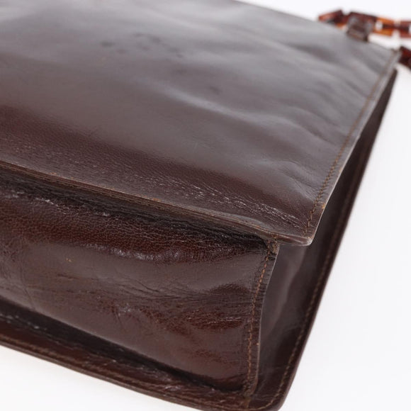 PRADA Chain Hand Bag Leather Brown Auth bs30545