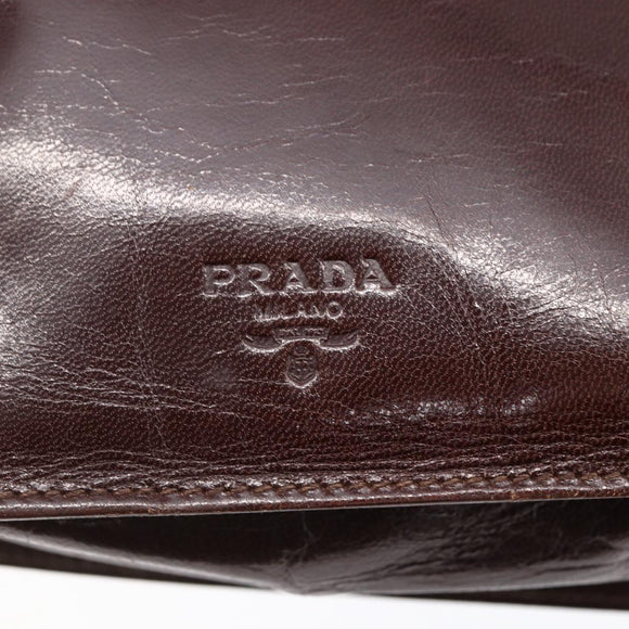 PRADA Chain Hand Bag Leather Brown Auth bs30545