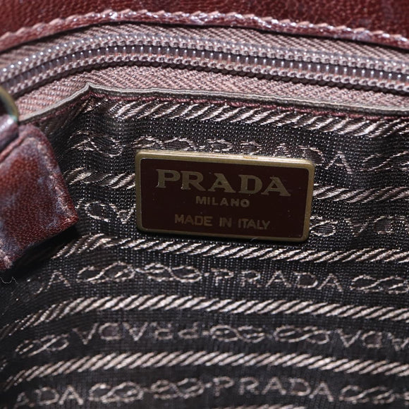 PRADA Chain Hand Bag Leather Brown Auth bs30545