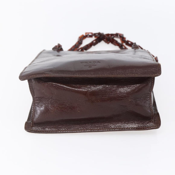 PRADA Chain Hand Bag Leather Brown Auth bs30545