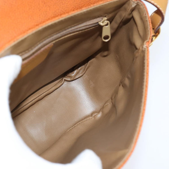 BALENCIAGA Shoulder Bag Leather Orange Gold Auth bs30546