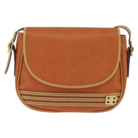 BALENCIAGA Shoulder Bag Leather Orange Gold Auth bs30546