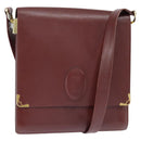 CARTIER Must Line Shoulder Bag Leather Bordeaux Gold Auth bs30547-1