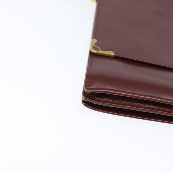 CARTIER Must Line Shoulder Bag Leather Bordeaux Gold Auth bs30547