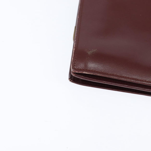 CARTIER Must Line Shoulder Bag Leather Bordeaux Gold Auth bs30547