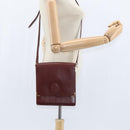 CARTIER Must Line Shoulder Bag Leather Bordeaux Gold Auth bs30547-20