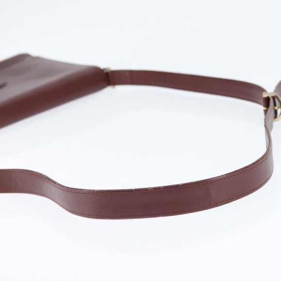 CARTIER Must Line Shoulder Bag Leather Bordeaux Gold Auth bs30547