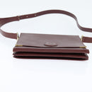 CARTIER Must Line Shoulder Bag Leather Bordeaux Gold Auth bs30547-9