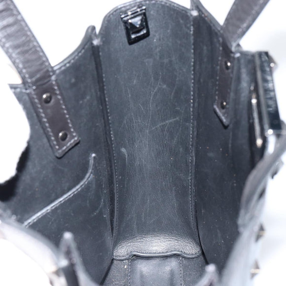 VALENTINO Rock Studs Hand Bag Leather Black Auth bs30549