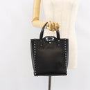 VALENTINO Rock Studs Hand Bag Leather Black Auth bs30549-20
