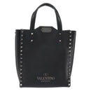 VALENTINO Rock Studs Hand Bag Leather Black Auth bs30549-2