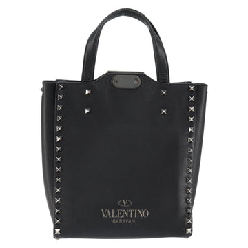 VALENTINO Rock Studs Hand Bag Leather Black Auth bs30549 - 0