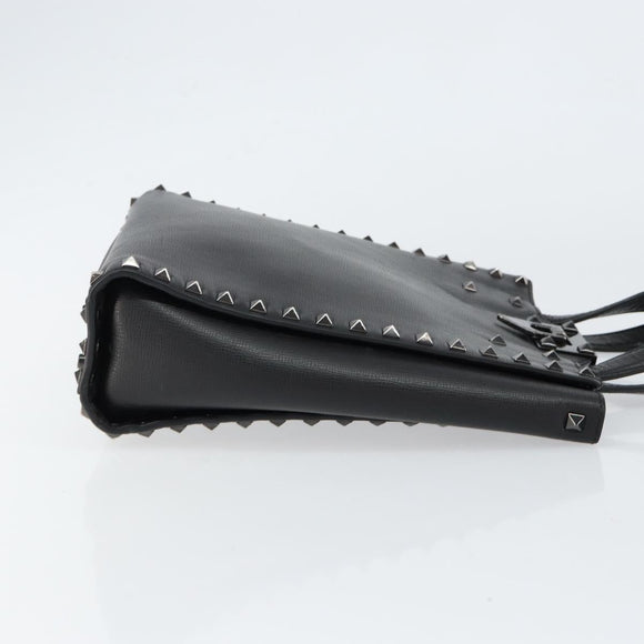 VALENTINO Rock Studs Hand Bag Leather Black Auth bs30549