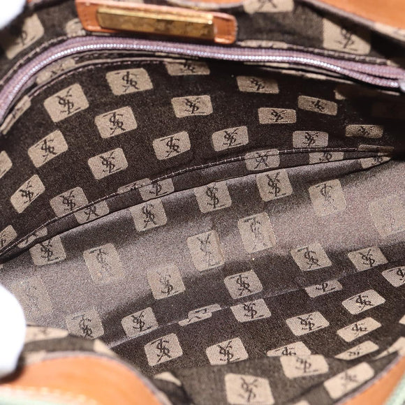SAINT LAURENT Shoulder Bag PVC Leather Brown Gold Auth bs30550