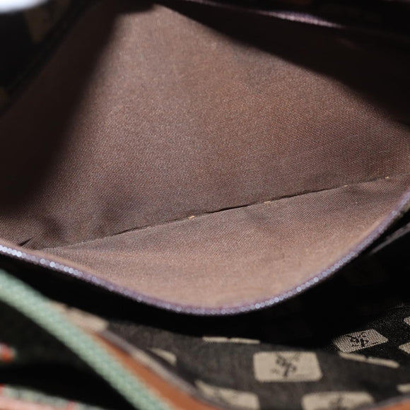 SAINT LAURENT Shoulder Bag PVC Leather Brown Gold Auth bs30550