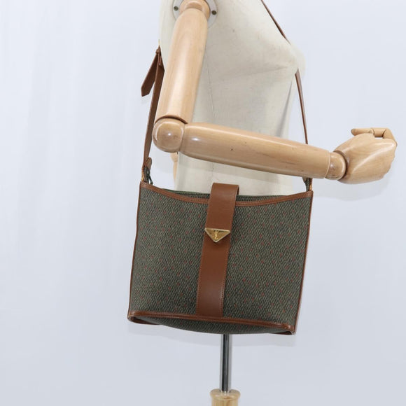 SAINT LAURENT Shoulder Bag PVC Leather Brown Gold Auth bs30550