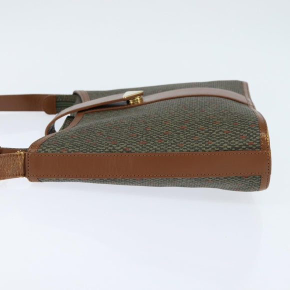 SAINT LAURENT Shoulder Bag PVC Leather Brown Gold Auth bs30550