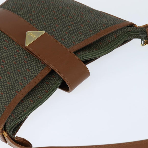 SAINT LAURENT Shoulder Bag PVC Leather Brown Gold Auth bs30550