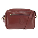 CARTIER Must Line Shoulder Bag Leather Bordeaux Gold Auth bs30552-1