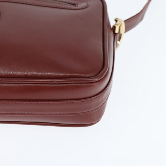 CARTIER Must Line Shoulder Bag Leather Bordeaux Gold Auth bs30552