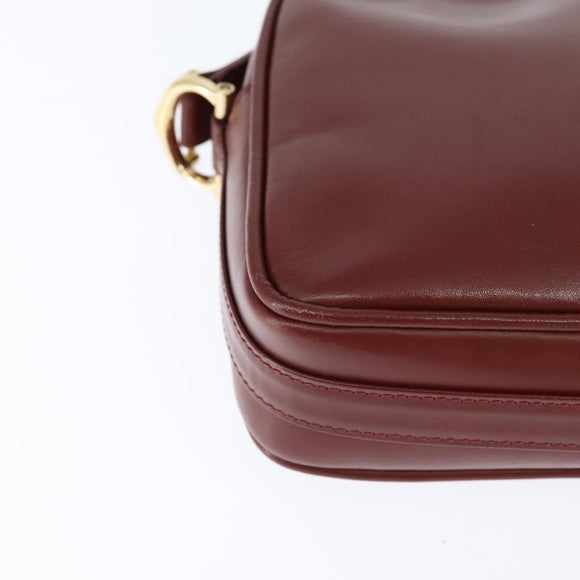 CARTIER Must Line Shoulder Bag Leather Bordeaux Gold Auth bs30552