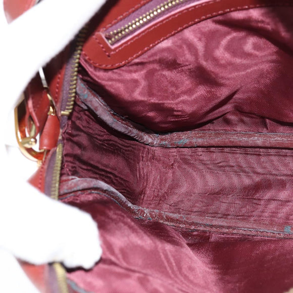 CARTIER Must Line Shoulder Bag Leather Bordeaux Gold Auth bs30552