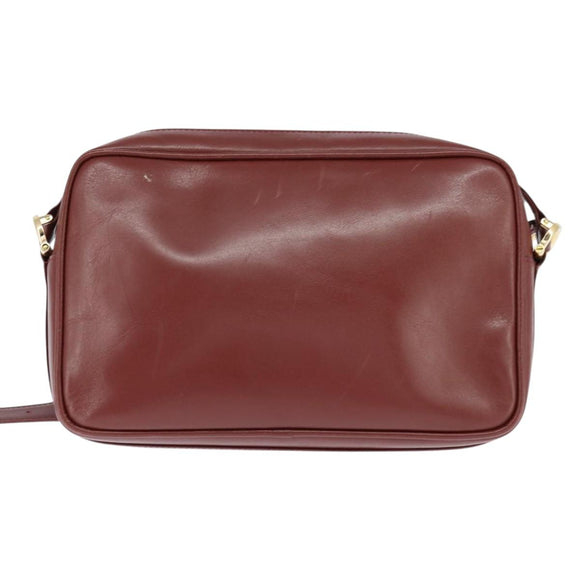 CARTIER Must Line Shoulder Bag Leather Bordeaux Gold Auth bs30552