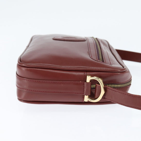 CARTIER Must Line Shoulder Bag Leather Bordeaux Gold Auth bs30552