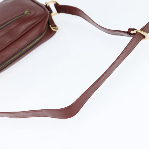 CARTIER Must Line Shoulder Bag Leather Bordeaux Gold Auth bs30552