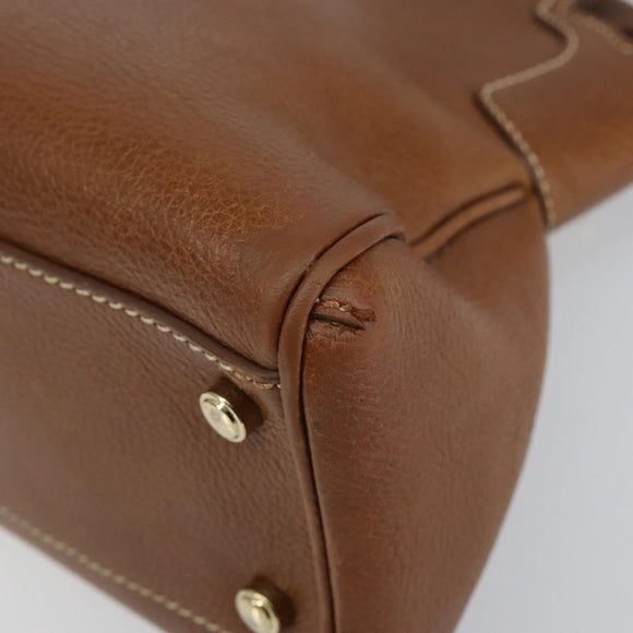 CARTIER Must Line Hand Bag Leather Brown Gold Auth bs30553