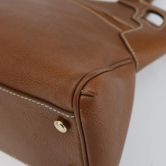 CARTIER Must Line Hand Bag Leather Brown Gold Auth bs30553