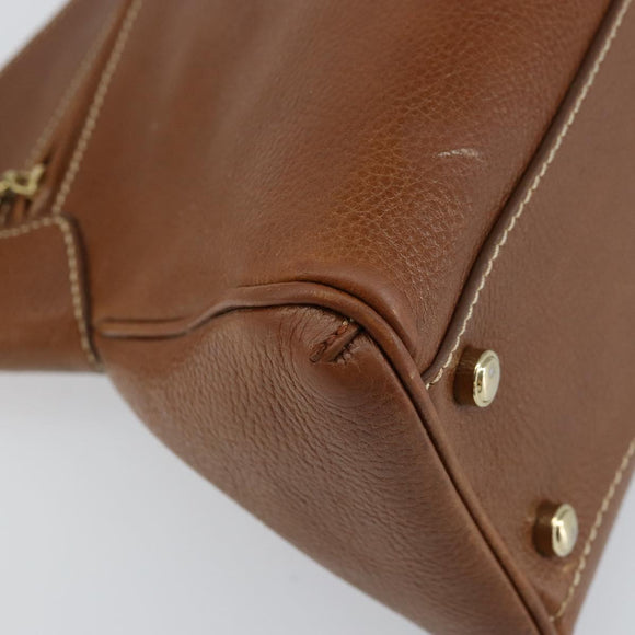 CARTIER Must Line Hand Bag Leather Brown Gold Auth bs30553