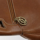 CARTIER Must Line Hand Bag Leather Brown Gold Auth bs30553-14