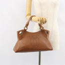 CARTIER Must Line Hand Bag Leather Brown Gold Auth bs30553-23