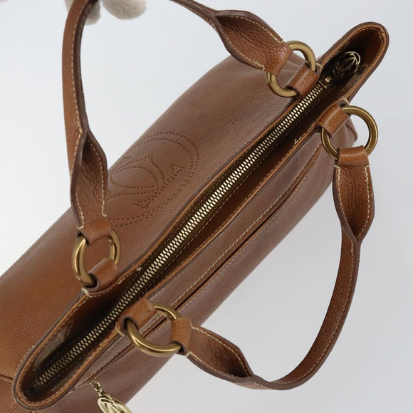 CARTIER Must Line Hand Bag Leather Brown Gold Auth bs30553