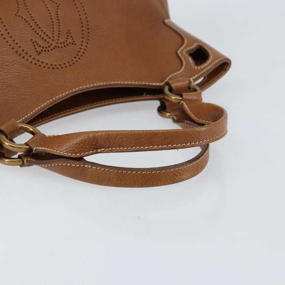 CARTIER Must Line Hand Bag Leather Brown Gold Auth bs30553