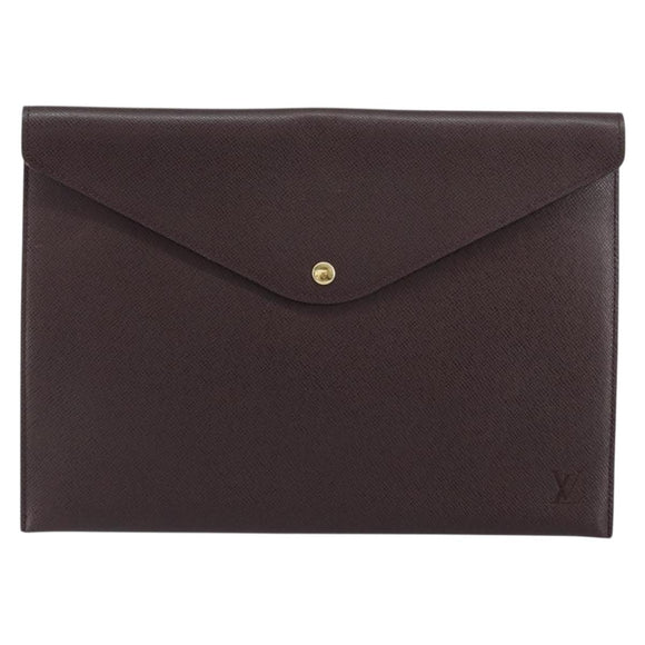 LOUIS VUITTON Taiga Document case Pouch Acajou M99087 LV Auth bs30556