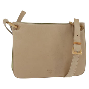 PRADA Shoulder Bag Leather Beige Auth bs30564