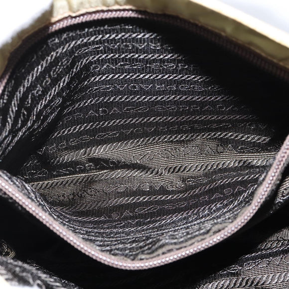 PRADA Shoulder Bag Leather Beige Auth bs30564