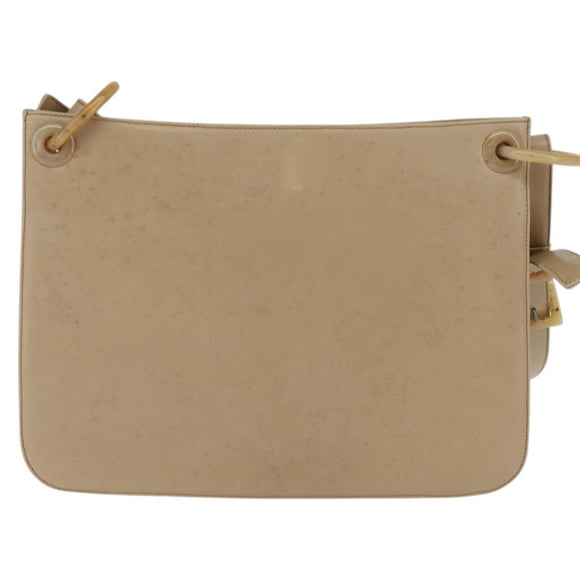 PRADA Shoulder Bag Leather Beige Auth bs30564