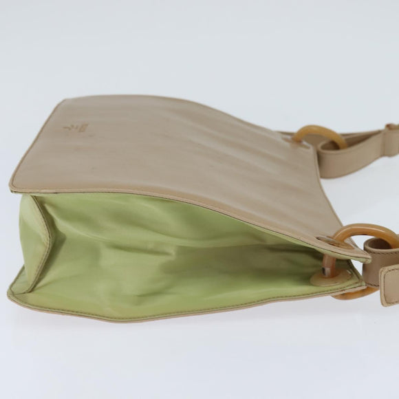 PRADA Shoulder Bag Leather Beige Auth bs30564