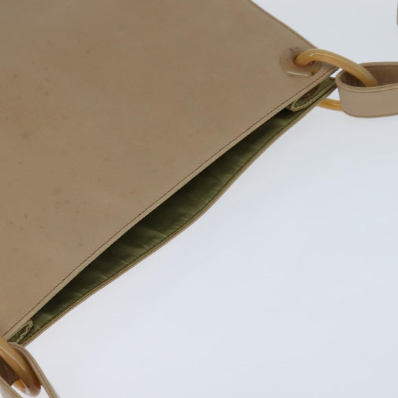 PRADA Shoulder Bag Leather Beige Auth bs30564