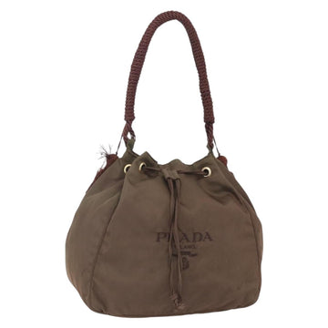 PRADA Tassel Shoulder Bag Nylon Khaki Gold Auth bs30567
