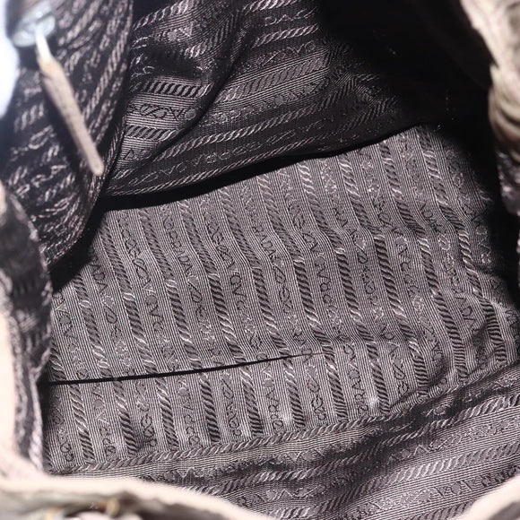 PRADA Tassel Shoulder Bag Nylon Khaki Gold Auth bs30567