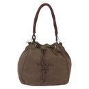 PRADA Tassel Shoulder Bag Nylon Khaki Gold Auth bs30567-2