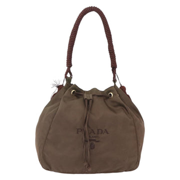 PRADA Tassel Shoulder Bag Nylon Khaki Gold Auth bs30567 - 0
