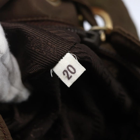 PRADA Tassel Shoulder Bag Nylon Khaki Gold Auth bs30567